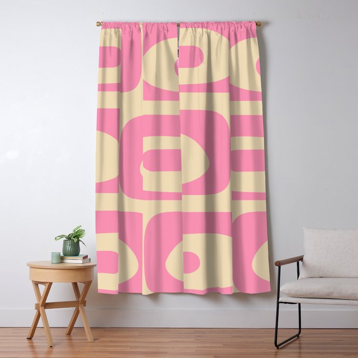 Mid Century Modern Retro Abstract Minimalist Piquet Pink Pattern Window Curtain Gallery Image 1