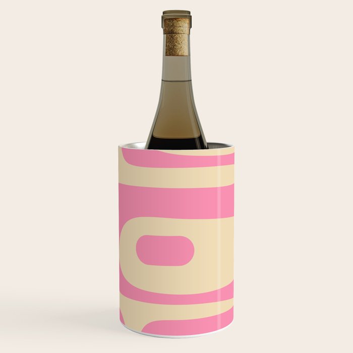 Mid Century Modern Retro Abstract Minimalist Piquet Pink Pattern Wine Chiller Gallery Image 3
