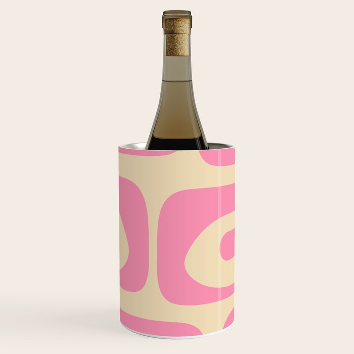 Mid Century Modern Retro Abstract Minimalist Piquet Pink Pattern Wine Chiller Gallery Image 1
