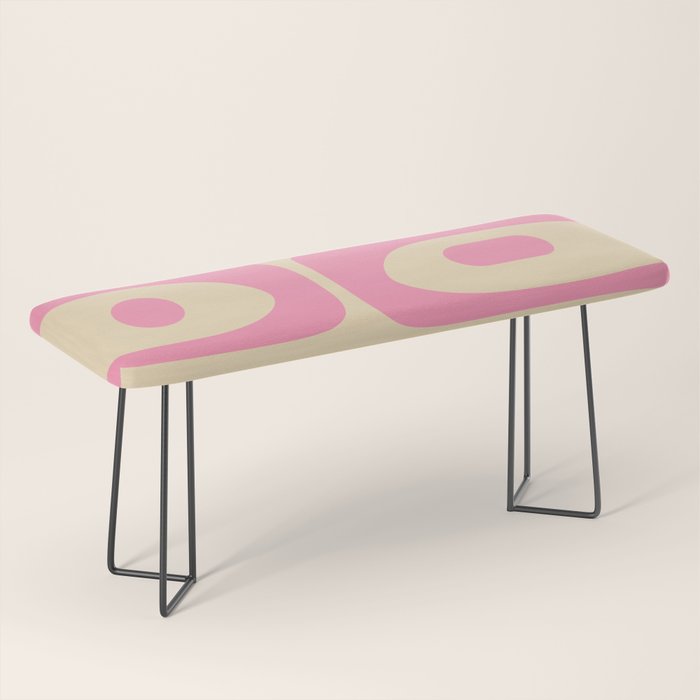 Mid Century Modern Retro Abstract Minimalist Piquet Pink Pattern Bench Gallery Image 1