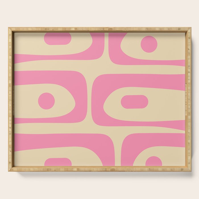 Mid Century Modern Retro Abstract Minimalist Piquet Pink Pattern Serving Tray Gallery Image 1
