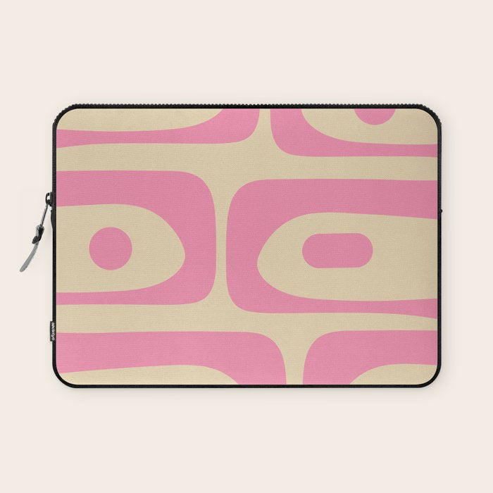 Mid Century Modern Retro Abstract Minimalist Piquet Pink Pattern Laptop Sleeve Gallery Image 1