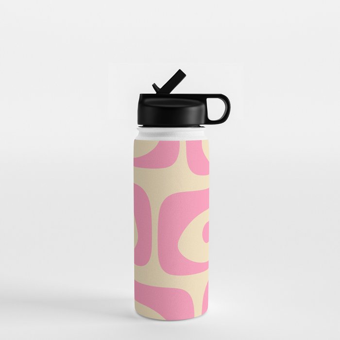 Mid Century Modern Retro Abstract Minimalist Piquet Pink Pattern Water Bottle Gallery Image 1