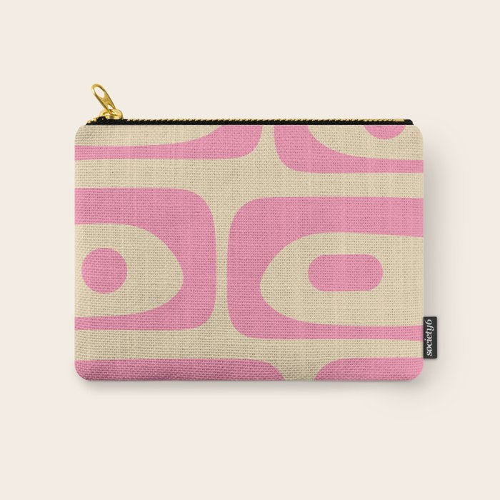Mid Century Modern Retro Abstract Minimalist Piquet Pink Pattern Carry All Pouch Gallery Image 1