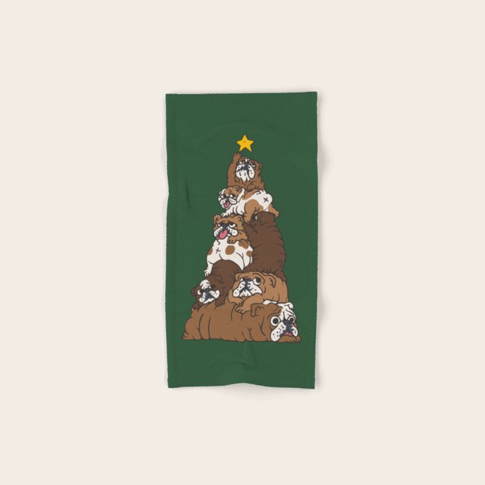 Christmas Tree English Bulldog Bath Towel Gallery Image 1