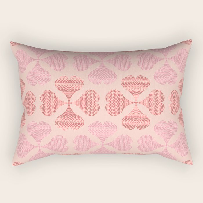 Lucky in love heart clover pattern red and pink Rectangular Pillow Gallery Image 2