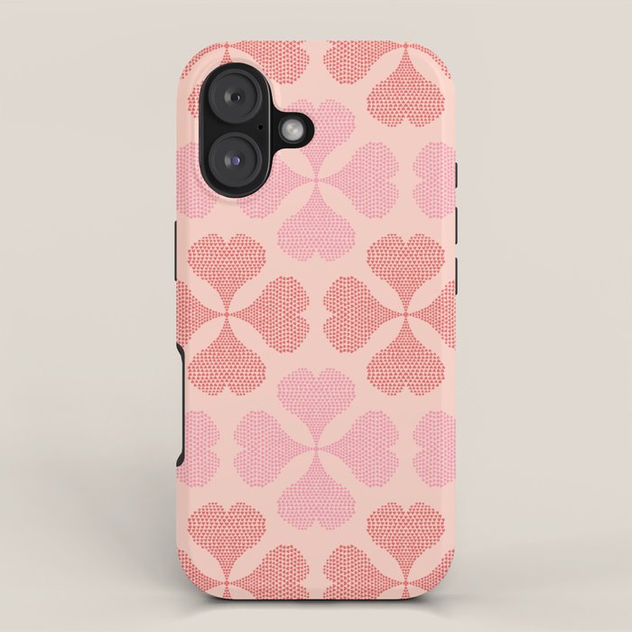 Lucky in love heart clover pattern red and pink iPhone Case Gallery Image 1