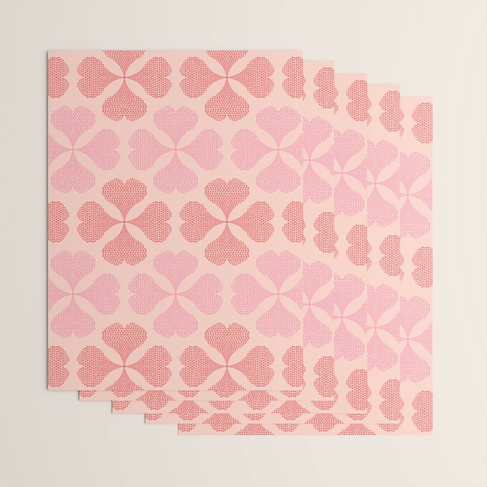 Lucky in love heart clover pattern red and pink Wrapping Paper Gallery Image 3