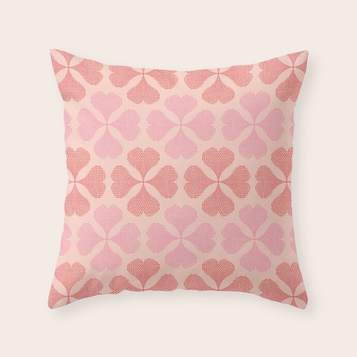Lucky in love heart clover pattern red and pink Throw Pillow Gallery Image 1