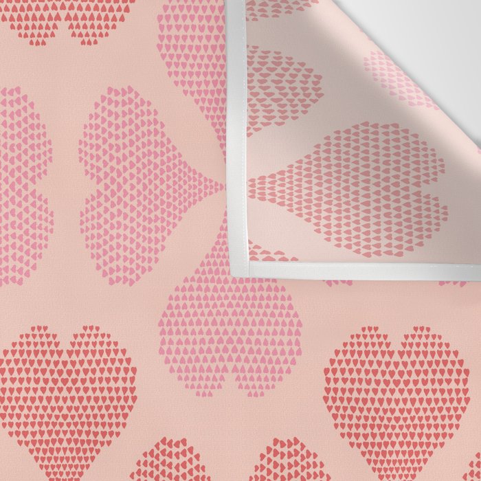 Lucky in love heart clover pattern red and pink Wall Tapestry Gallery Image 3