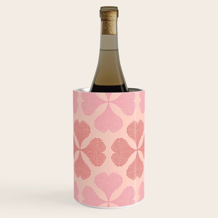 Lucky in love heart clover pattern red and pink Wine Chiller Gallery Image 1