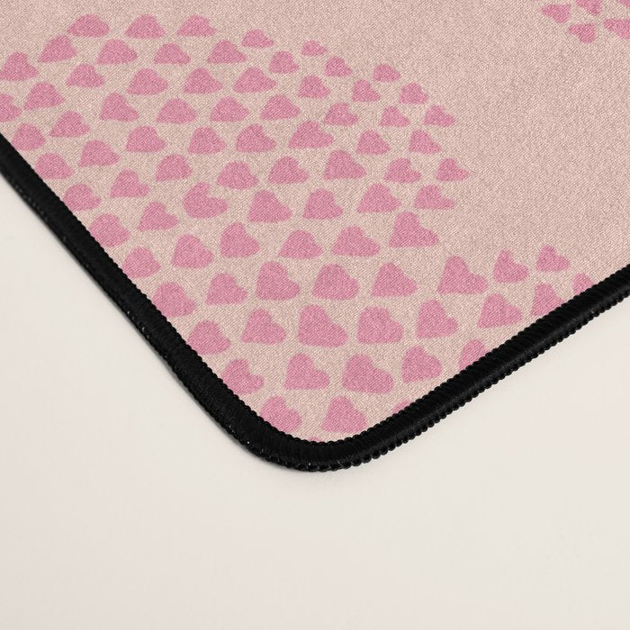 Lucky in love heart clover pattern red and pink Desk Mat Gallery Image 4
