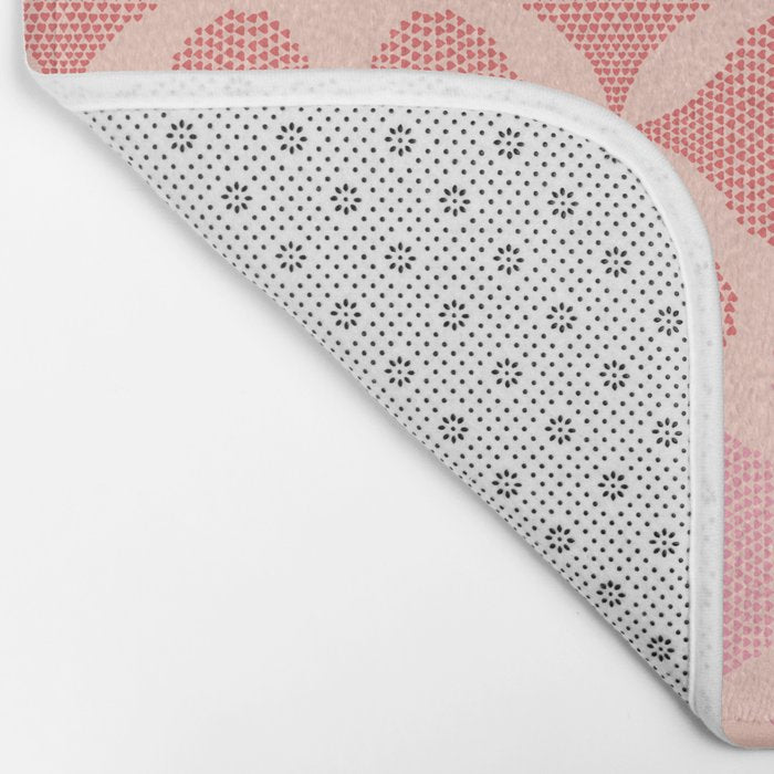 Lucky in love heart clover pattern red and pink Bath Mat Gallery Image 2