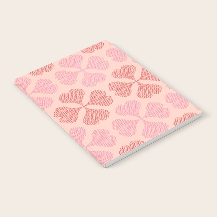 Lucky in love heart clover pattern red and pink Notebook Gallery Image 1