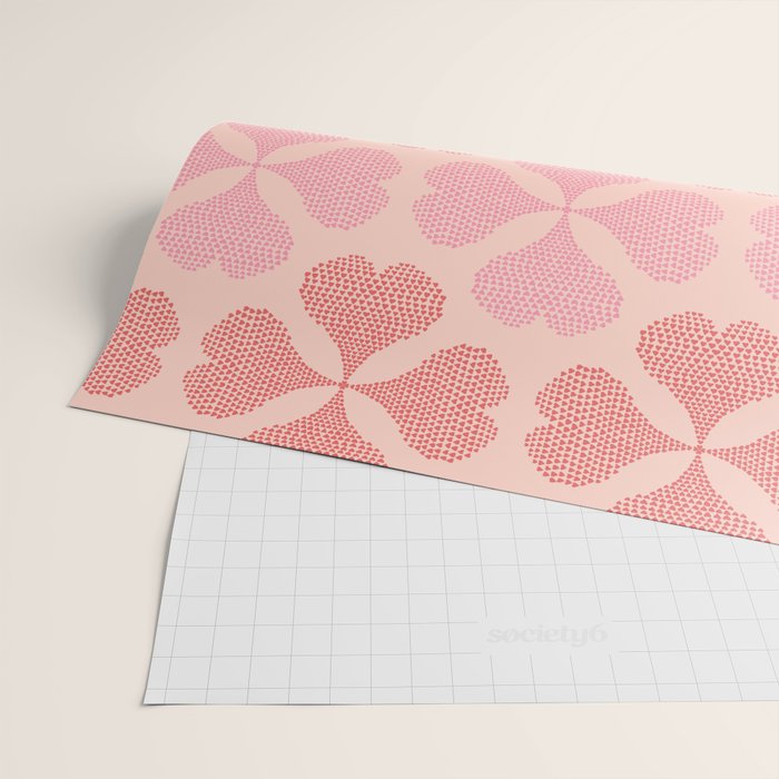 Lucky in love heart clover pattern red and pink Wrapping Paper Gallery Image 2