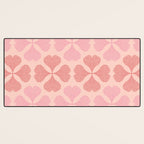 Lucky in love heart clover pattern red and pink Desk Mat Gallery Image 3
