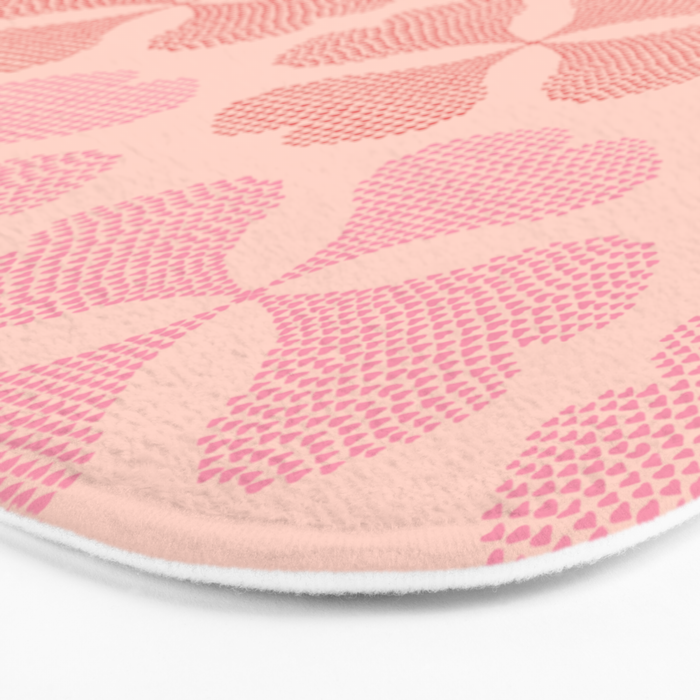 Lucky in love heart clover pattern red and pink Bath Mat Gallery Image 3