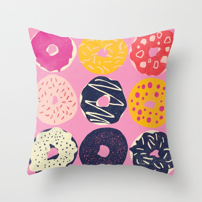 Dozen Doughnuts Throw Pillow Gallery Image 1