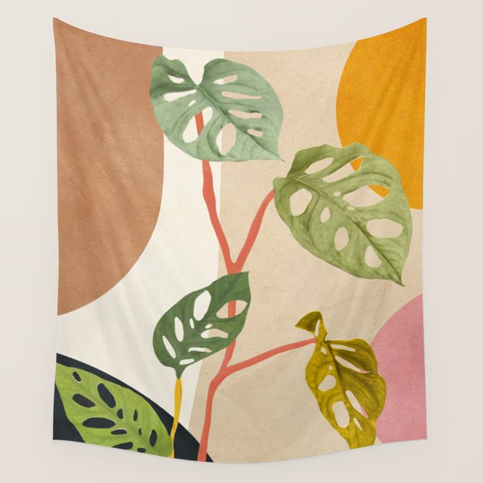 Monstera Obliqua 01 Wall Tapestry Gallery Image 4