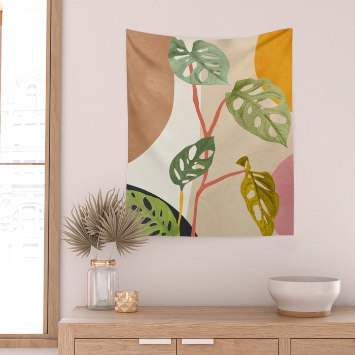 Monstera Obliqua 01 Wall Tapestry Gallery Image 2