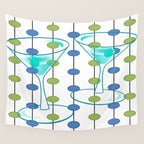 Mid-Century Modern Atomic Art Cocktails 1.0 Wall Tapestry Gallery Image 4