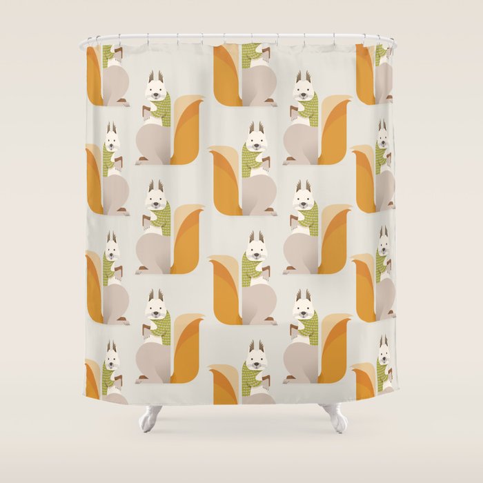 Whimsical Red Squirrel Shower Curtain Gallery Image 1