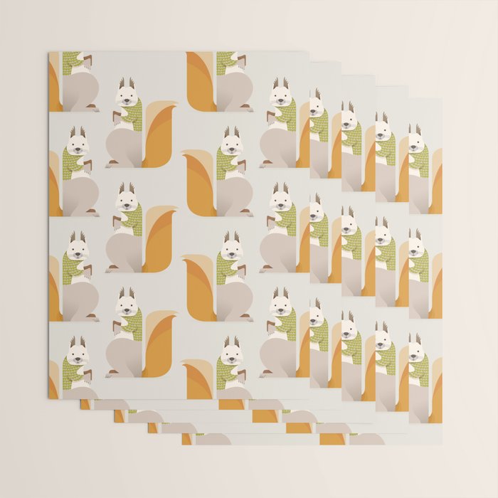 Whimsical Red Squirrel Wrapping Paper Gallery Image 3