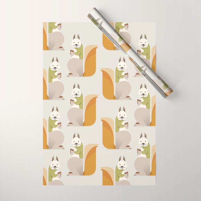 Whimsical Red Squirrel Wrapping Paper