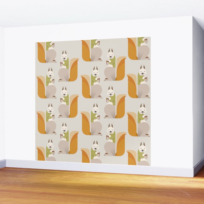 Whimsical Red Squirrel Wall Mural Gallery Image 2