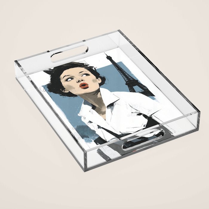 Parisian Glamour in Retro Style Acrylic Tray Gallery Image 1