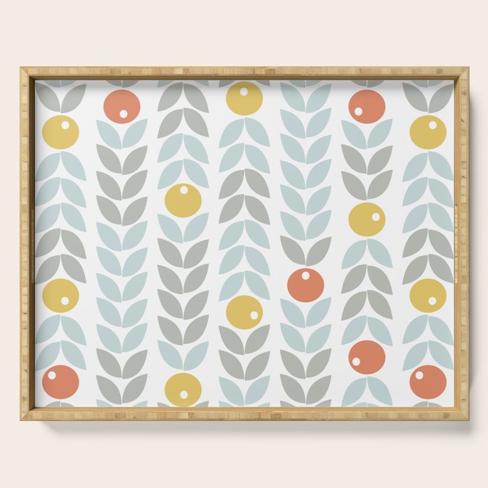 Mid Century Modern Retro Leaf and Circle Pattern Serving Tray Gallery Image 1
