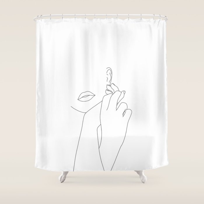 Minimalist face illustration - Fleur Shower Curtain Gallery Image 1