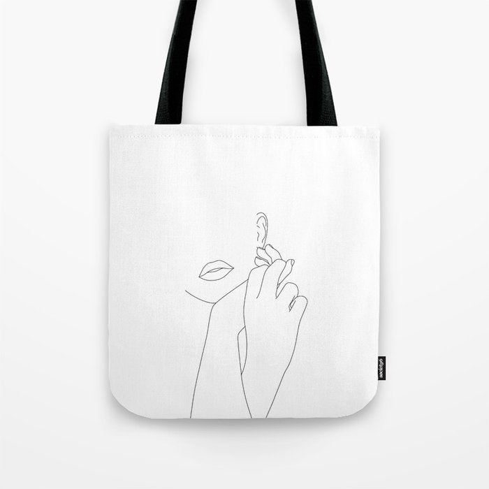 Minimalist face illustration - Fleur Tote Bag Gallery Image 1