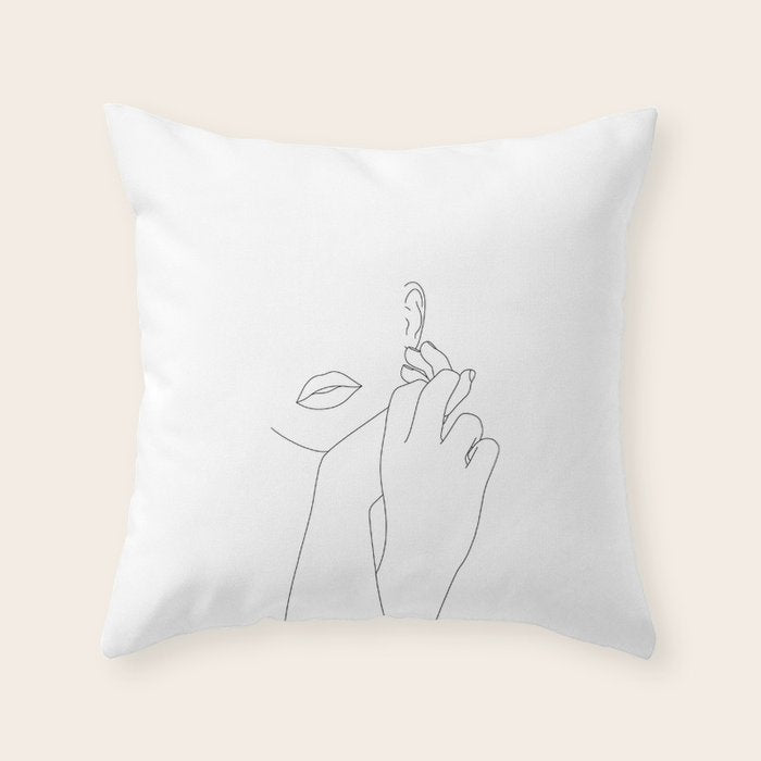 Minimalist face illustration - Fleur Throw Pillow Gallery Image 1