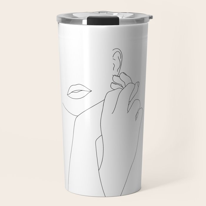 Minimalist face illustration - Fleur Travel Mug Gallery Image 1