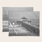 Manhattan beach Pier Black and White Photography Placemat Gallery Image 1