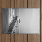 Manhattan beach Pier Black and White Photography Outdoor Rug Gallery Image 1