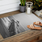 Manhattan beach Pier Black and White Photography Outdoor Rug Gallery Image 2