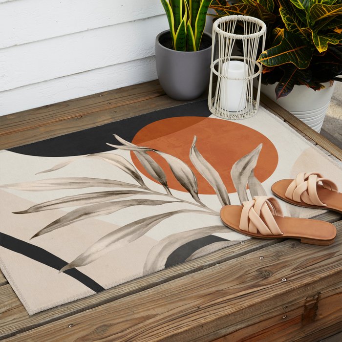 Abstract Art Tropical Leaves 133 Outdoor Rug Gallery Image 2