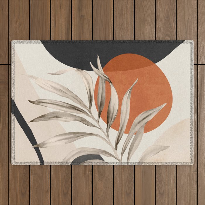 Abstract Art Tropical Leaves 133 Outdoor Rug Gallery Image 1