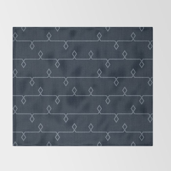 Boho Ethnic Striped Pattern on Navy Blue Throw Blanket Gallery Image 2