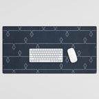 Boho Ethnic Striped Pattern on Navy Blue Desk Mat Gallery Image 1