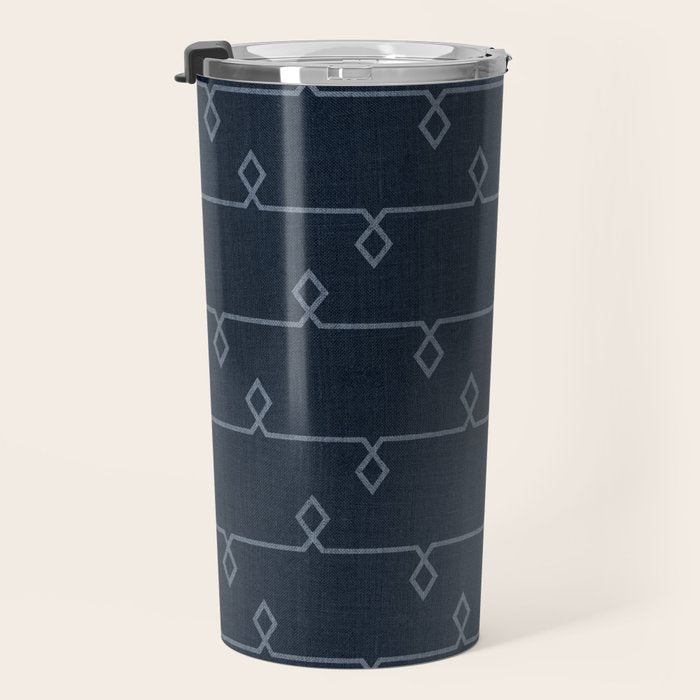 Boho Ethnic Striped Pattern on Navy Blue Travel Mug Gallery Image 3