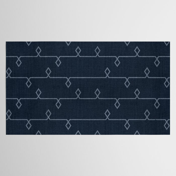 Boho Ethnic Striped Pattern on Navy Blue Tablecloth Gallery Image 2