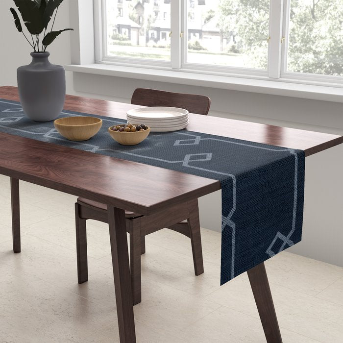 Boho Ethnic Striped Pattern on Navy Blue Table Runner Gallery Image 2