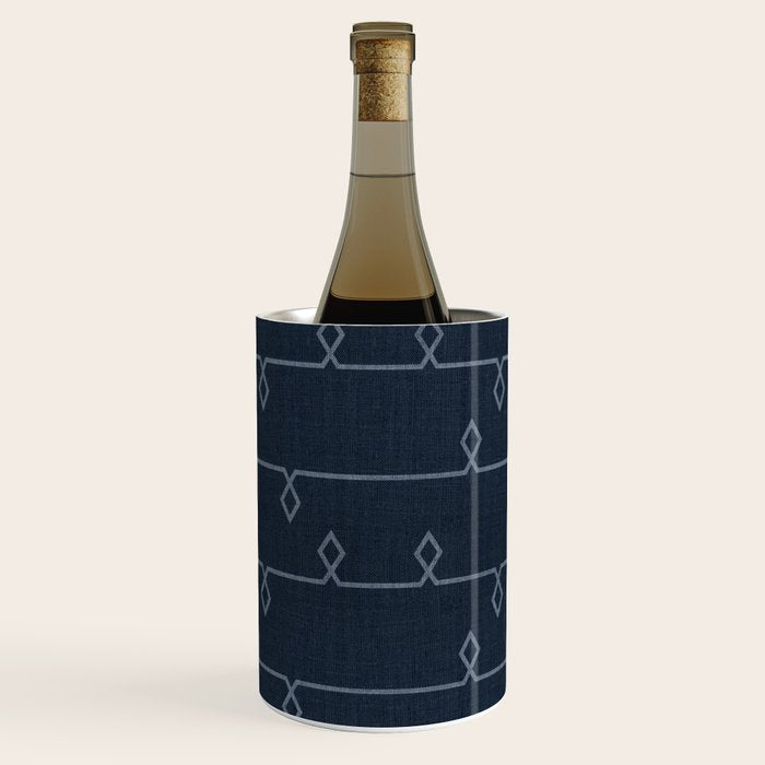 Boho Ethnic Striped Pattern on Navy Blue Wine Chiller Gallery Image 1