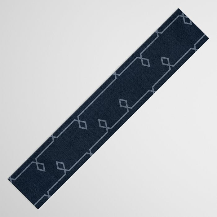 Boho Ethnic Striped Pattern on Navy Blue Table Runner Gallery Image 3