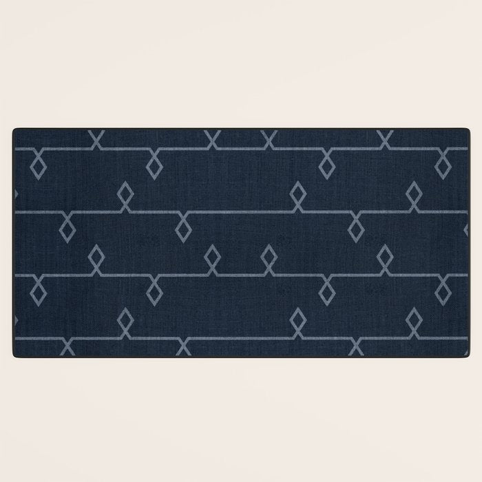 Boho Ethnic Striped Pattern on Navy Blue Desk Mat Gallery Image 3