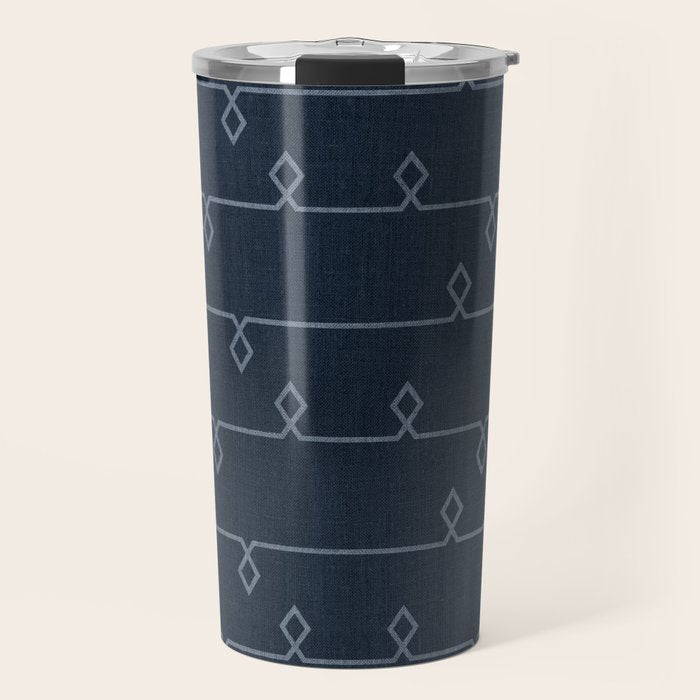 Boho Ethnic Striped Pattern on Navy Blue Travel Mug Gallery Image 1