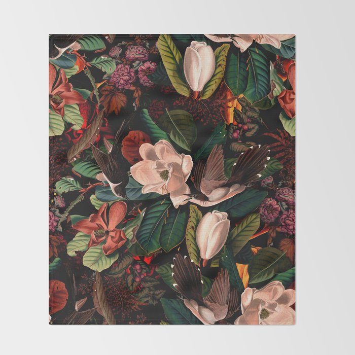 FLORAL AND BIRDS XIV Throw Blanket Gallery Image 2